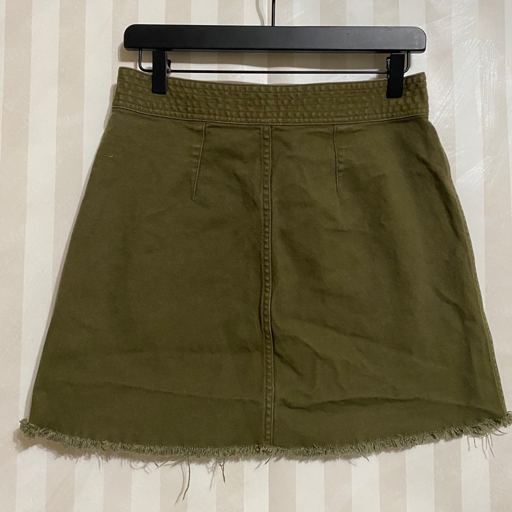 Madewell raw hem a line mini skirt in kale - Picture 2 of 4